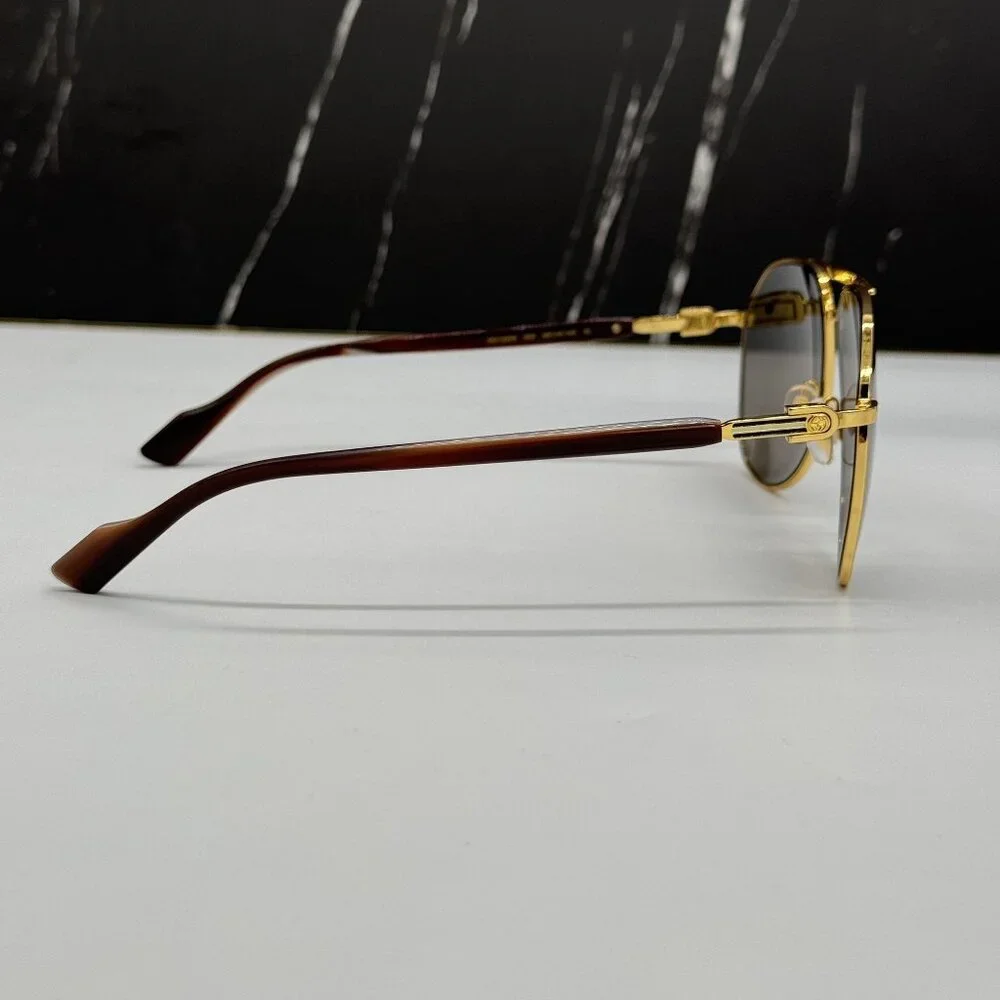 NEW GUCCI GG1220S 002 MEN GOLD/GRAY SUNGLASSES GUCCI